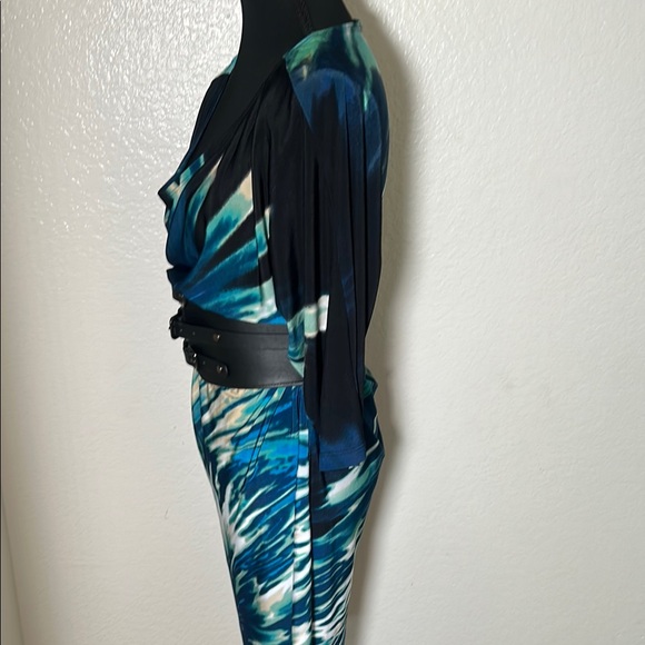 Blue Asymmetrical Dress with Dolman Sleeves - Picture 6 of 12